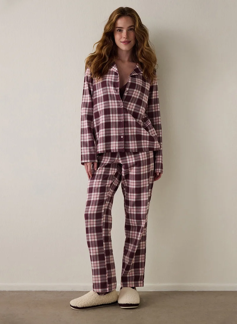 Penti Plaid Shirt Collar Pajama Set